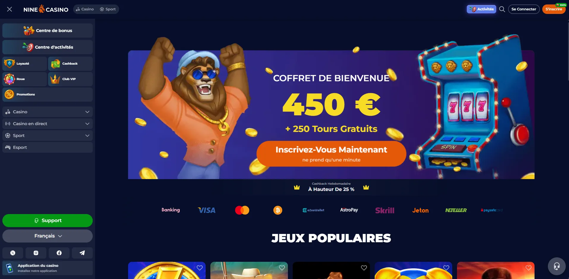 NineCasino – Captures d’écran (1/2)